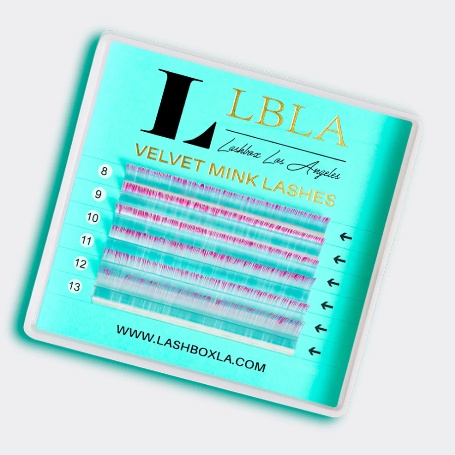 Velvet Mink 0.05 Lashes Mixed Tray - Teal / Pink Tip Ombre