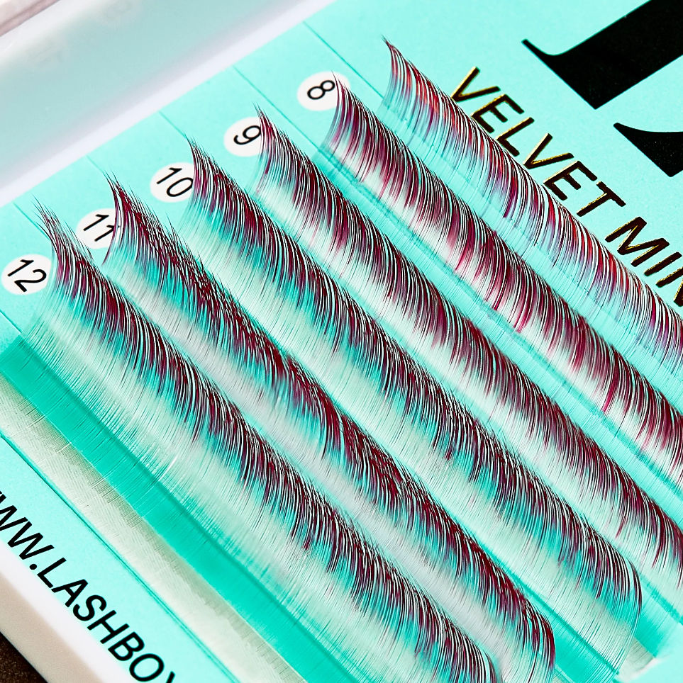 Velvet Mink 0.05 Lashes Mixed Tray - Teal / Pink Tip Ombre