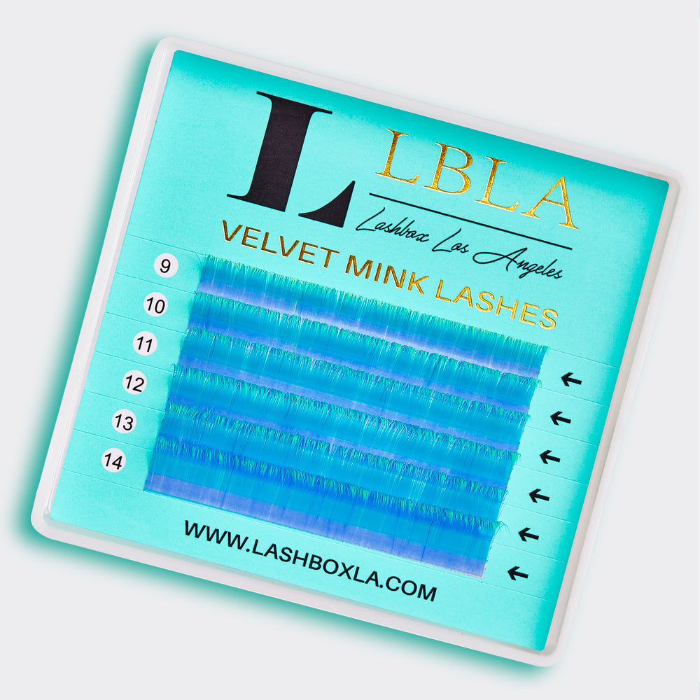 Velvet Mink 0.05 Lashes Mixed Tray - Azul / Verde Tip Ombre